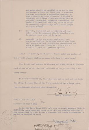 Lot #116 John F. Kennedy: Remarkable document appointing his power of attorney in 1959 - Image 3