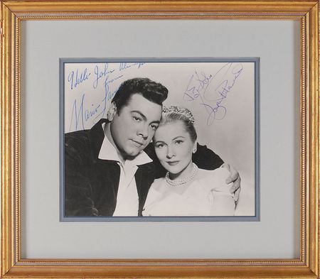 Lot #993 Mario Lanza and Joan Fontaine Signed Photograph - Image 1