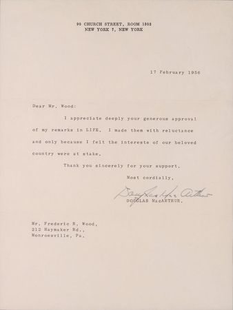 Lot #472 Douglas MacArthur: ?I felt the interests of our beloved country were at stake? - Image 2