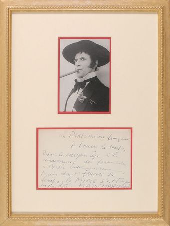 Lot #1076 Marcel Marceau: “Throughout the ages the mime has always manifested himself” - Image 1
