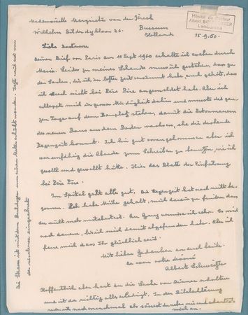 Lot #332 Albert Schweitzer Handwritten Letter Signed - Image 2