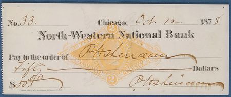 Lot #488 Philip H. Sheridan Check - Image 2