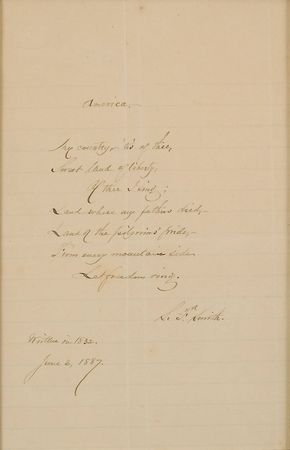 Lot #770 Samuel Francis Smith: ?My country, ?tis of thee, Sweet land of liberty? - Image 2