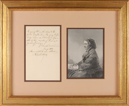 Lot #778 Harriet Beecher Stowe: ?I?m going there, she said, to the spirits bright, Tom I?m going before long? - Image 1