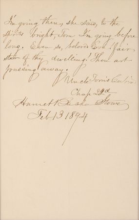 Lot #778 Harriet Beecher Stowe: ?I?m going there, she said, to the spirits bright, Tom I?m going before long? - Image 2