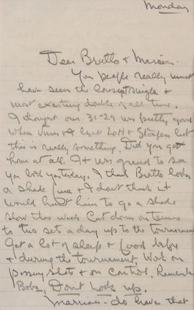 Lot #1217 Bill Tilden: ?Get a lot of sleep & food before & during the tournament. Work on passing shots & on control? - Image 2