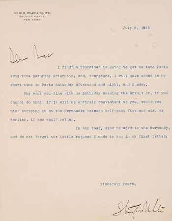 Lot #667 Stanford White Handwritten Letter Signed - Image 2