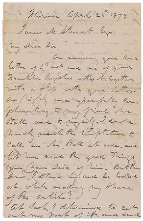 Lot #642 Hiram Powers Handwritten Letter Signed - Image 1