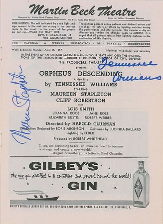Lot #809 Tennessee Williams Playbill - Image 1