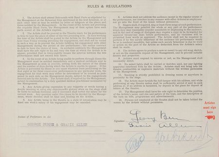 Lot #1034 George Burns and Gracie Allen Signed Document - Image 2