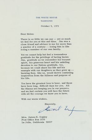 Lot #127 Richard Nixon: Rare fully signed letter from the day he learned Agnew would resign - Image 1