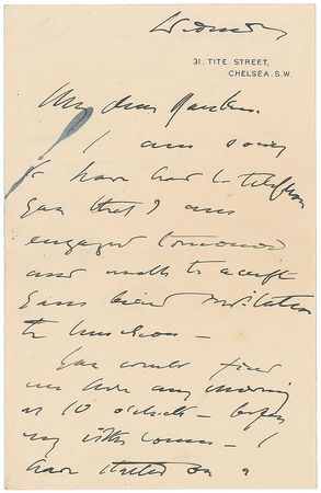 Lot #656 John Singer Sargent Handwritten Letter Signed - Image 1