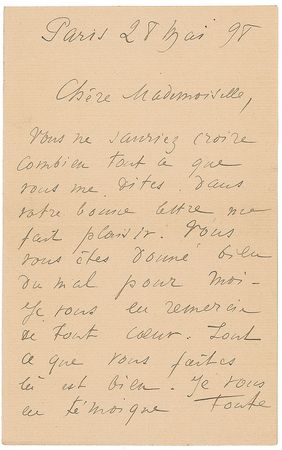 Lot #653 Auguste Rodin: Heartfelt appreciation for his devoted friend: “You have done a lot for me” - Image 1
