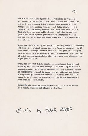 Lot #944 Frank Zappa: Hand-corrected and signed Grand Wazoo story - Image 2