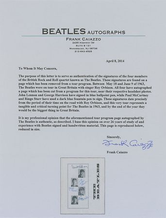 Lot #861 Beatles: Choice signed program page after ousting Orbison as the 1963 tour?s headliner - Image 2