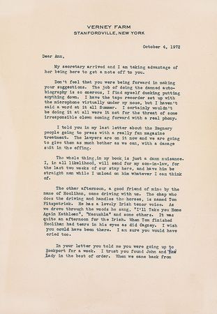 Lot #1036 James Cagney: “The job of doing the damned autobiography is so onerous, I find myself ducking putting anything down” - Image 2