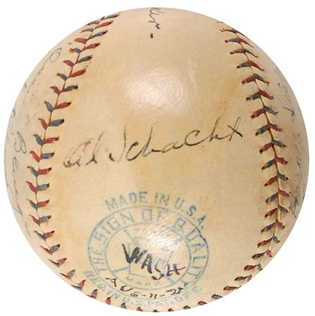 Lot #1222 Washington Senators: 1927: Extraordinary 1927 Senators baseball with Walter Johnson and Tris Speaker - Image 5