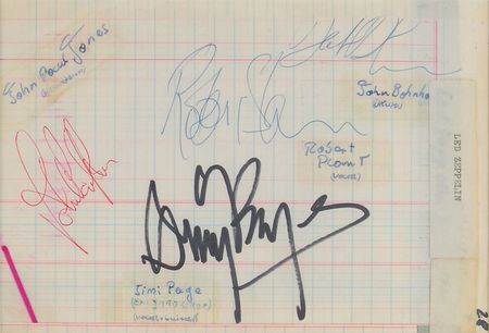 Lot #898 Led Zeppelin: Terrific vintage set of Zeppelin signatures - Image 2