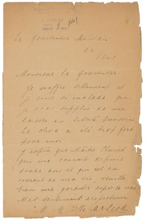 Lot #284 Mata Hari: ?I implore you to release me on bail,? Mata Hari desperately pleads her case mere days after her arrest - Image 1