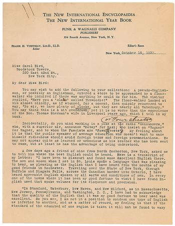 Lot #779 Frank H. Vizetelly: ?Good English flourishes beside the bad, just as the weeds flourish along side of the flowers? - Image 1