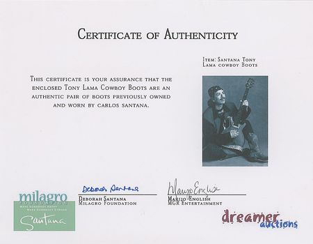 Lot #923 Carlos Santana: Santana’s Tony Lama boots obtained directly from his Milagro Foundation - Image 2