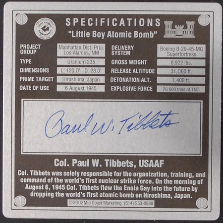 Lot #506 Enola Gay: Paul Tibbets Bomb Model - Image 2