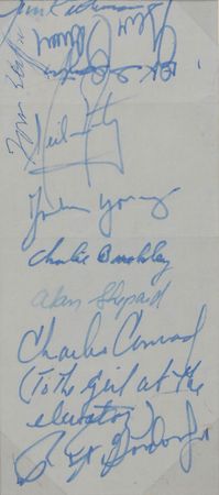 Lot #386 Gemini Astronauts: Eight early astronauts sign at a 1966 Gemini dance, including Armstrong - Image 1