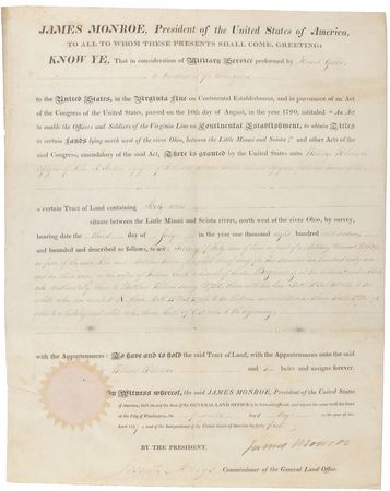 Lot #6 James Monroe Signed Document - Image 1