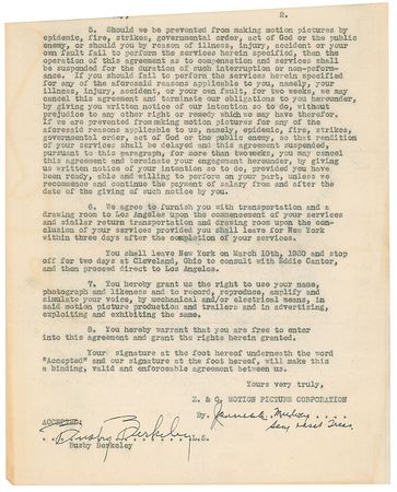 Lot #808 Busby Berkeley Signed Document - Image 2
