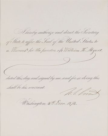 Lot #34 U. S. Grant: Extremely clean presidential pardon - Image 2