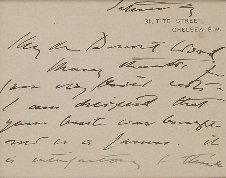 Lot #434 John Singer Sargent: “I am delighted that your bust was bought, and it is famous” - Image 2