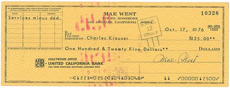 Lot #886 Mae West Checks - Image 1