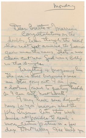 Lot #925 Bill Tilden Handwritten Letter Signed - Image 1