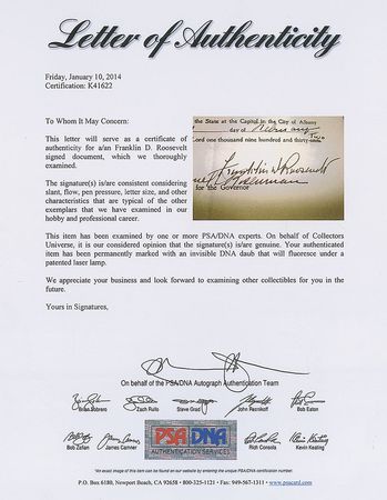 Lot #65 Franklin D. Roosevelt Signed Document - Image 2