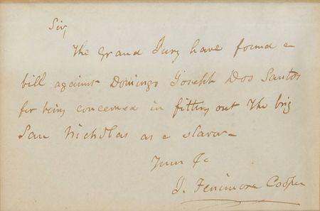 Lot #490 James Fenimore Cooper: As grand jury foreman, the adventure story writer brings charges against aspiring slave traders - Image 2