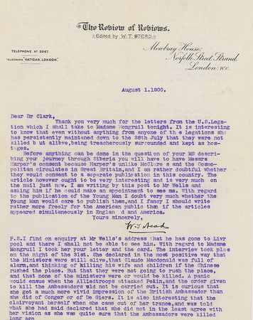 Lot #281 Titanic: William T. Stead Typed Letter Signed - Image 1