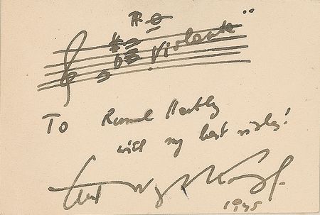 Lot #567 Erich Wolfgang Korngold Signed Musical Quote - Image 1