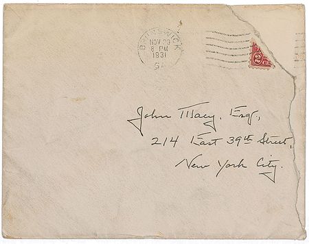Lot #544 Eugene O’Neill Envelope - Image 1