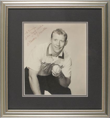 Lot #916 Mickey Mantle: Rare portrait from a 1956 Batter-Up Pancakes promo shoot - Image 1