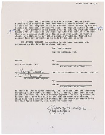 Lot #600 Beatles: George Harrison Signed Document - Image 2