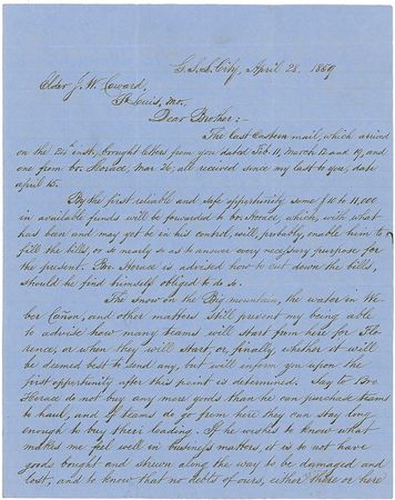 Lot #223 Brigham Young: Remaining “your Brother in the Gospel,” the Mormon leader begins to establish the important ‘Church Train’ system - Image 1