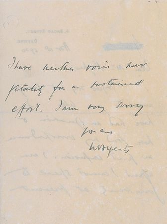 Lot #524 William Butler Yeats Handwritten Letter Signed - Image 2