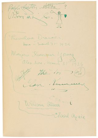 Lot #787 Roland Young Guest Book: Stars abound in the Oscar nominee’s golden age guest book, featuring Rathbone, Astaire, and Wodehouse—along with original Charles Addams sketches - Image 3
