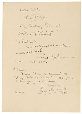 Lot #787 Roland Young Guest Book: Stars abound in the Oscar nominee’s golden age guest book, featuring Rathbone, Astaire, and Wodehouse—along with original Charles Addams sketches - Image 4