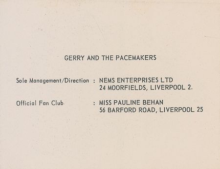 Lot #678 Gerry and the Pacemakers Promo Card - Image 4