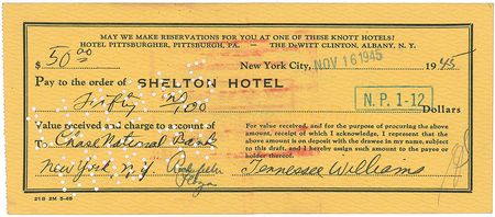 Lot #555 Tennessee Williams Checks - Image 1