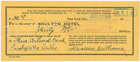 Lot #555 Tennessee Williams Checks - Image 2