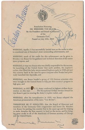 Lot #410 Wernher Von Braun Program - Image 1