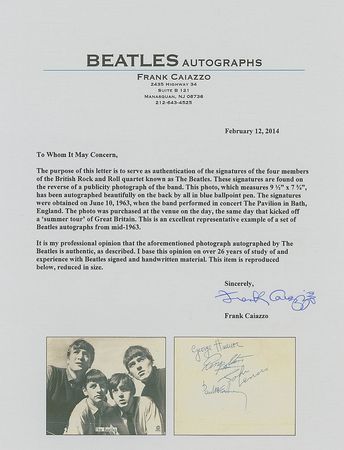 Lot #594 Beatles: Top Star portrait of the â€˜Fab Fourâ€™ purchased and signed at the first stop of their 1963 summer tour - Image 3