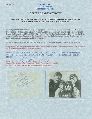 Lot #594 Beatles: Top Star portrait of the â€˜Fab Fourâ€™ purchased and signed at the first stop of their 1963 summer tour - Image 5